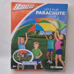 Banzai Kids Let's Play Parachute Outdoor and Indoor Fun 9.8ft 8 Handles